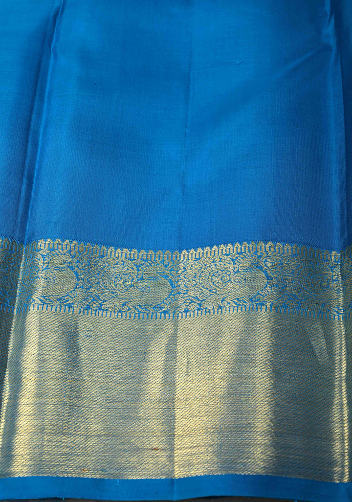 Chartreuse Kanjivaram Silk Saree with Gold-Sliver Buttas and Zari Border | SILK MARK CERTIFIED
