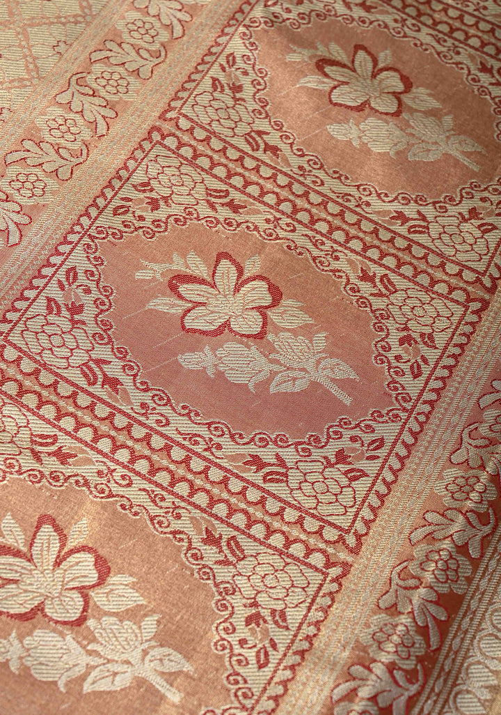 Lime Mist Kanjivaram Tissue Semi Silk Saree with Floral Brocade and Zari Border