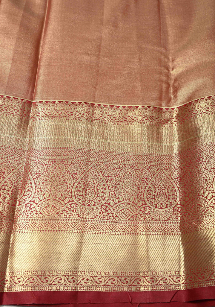 Lime Mist Kanjivaram Tissue Semi Silk Saree with Floral Brocade and Zari Border