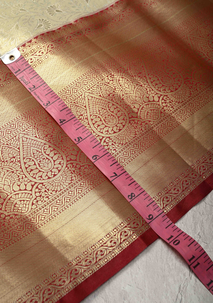 Lime Mist Kanjivaram Tissue Semi Silk Saree with Floral Brocade and Zari Border