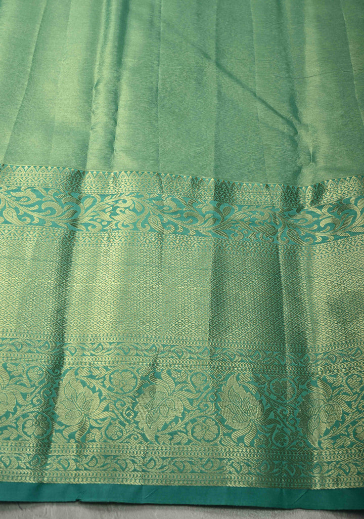 Exquisite Yellow Kanjivaram Tissue Semi Silk Saree with Floral Brocade Jaal and Contrast Wide Zari Border