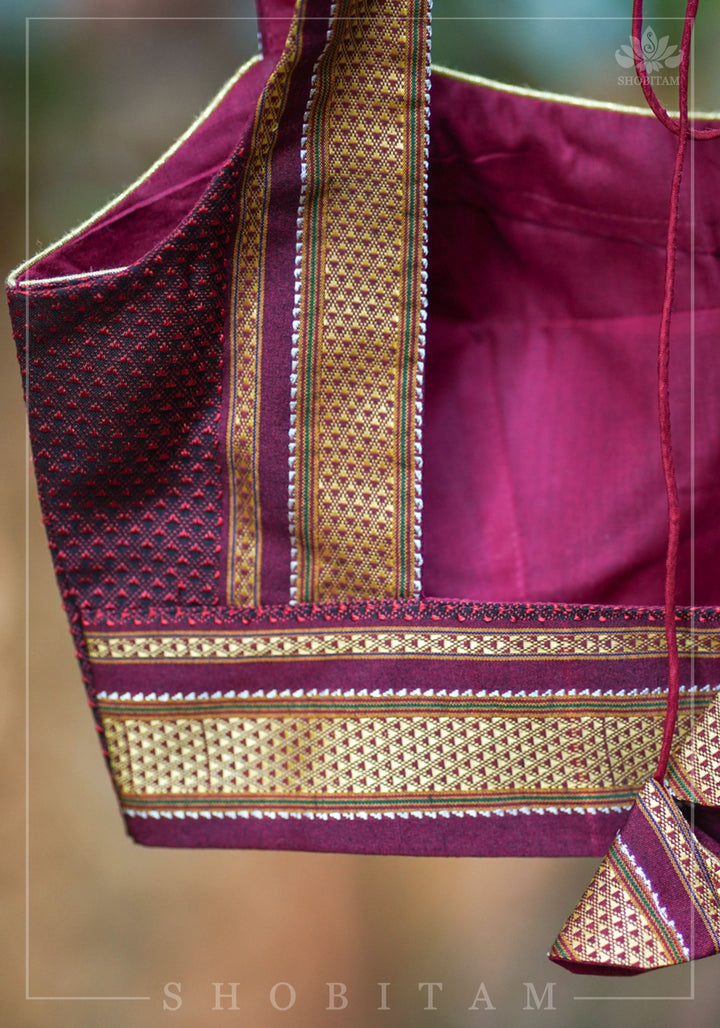 Maroon khana silk sweet heart strappy blouse