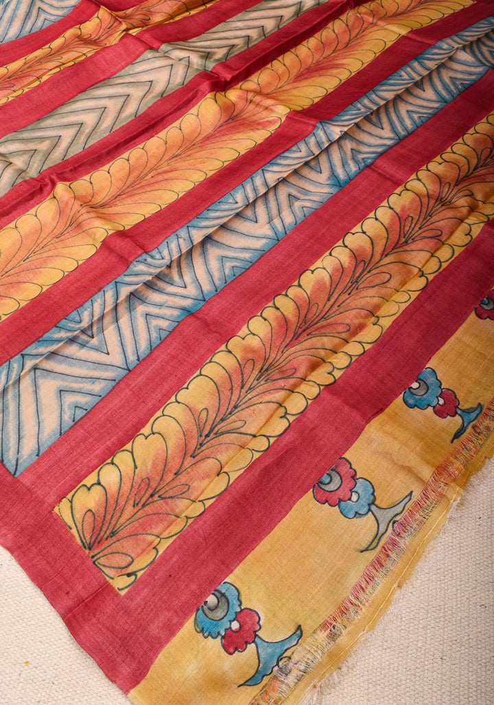 Lightweight Tussar Silk Saree in Gray with Floral Digital Print  | SILK MARK CERTIFIED