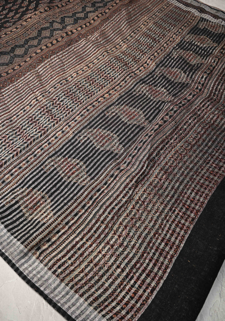 Big Checks Blue Linen By Cotton Saree in Shades of Blue (Copy)