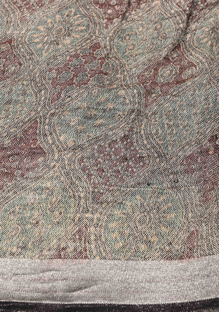 Big Checks Blue Linen By Cotton Saree in Shades of Blue (Copy)