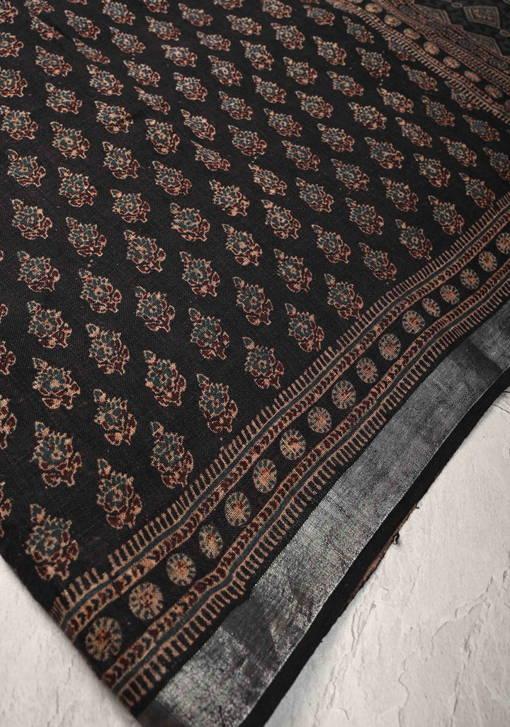 Big Checks Blue Linen By Cotton Saree in Shades of Blue (Copy)