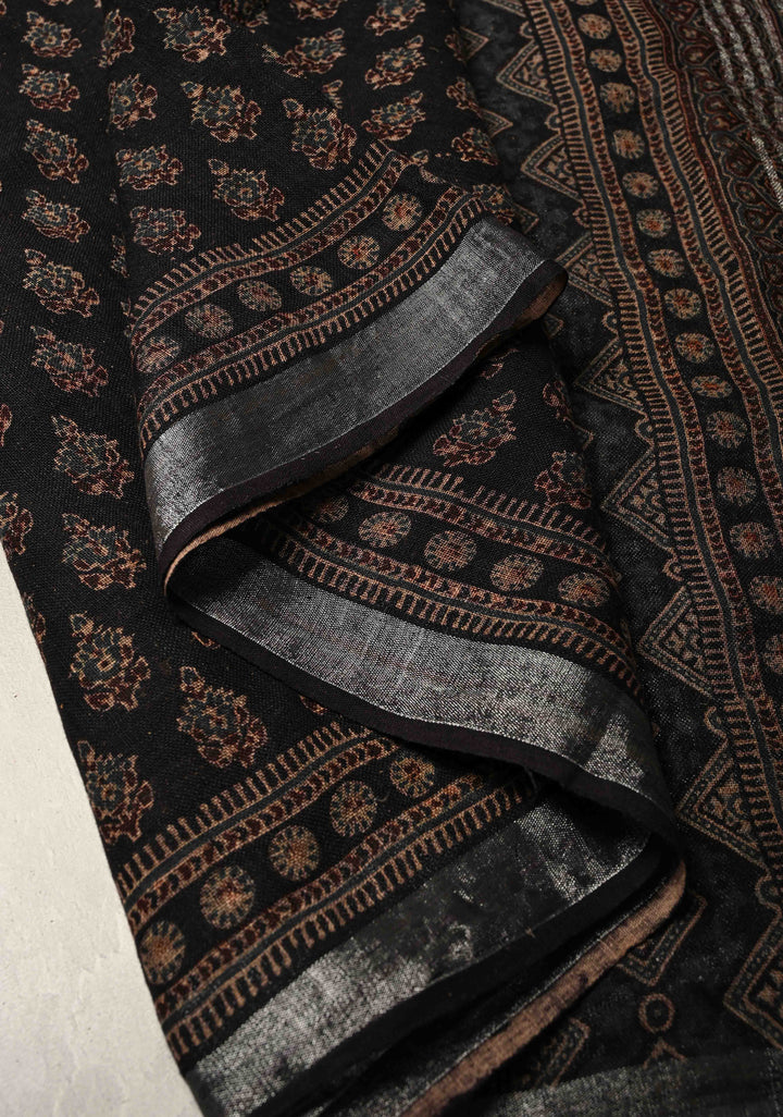 Big Checks Blue Linen By Cotton Saree in Shades of Blue (Copy)