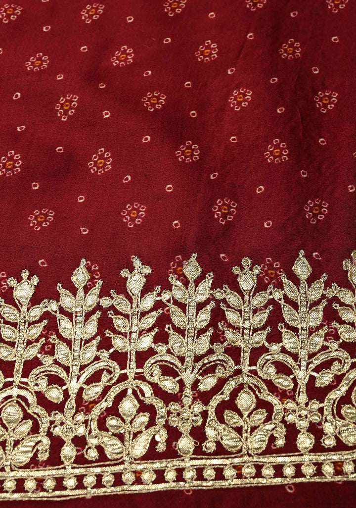 Deep prussian Blue color  Kalmakari Floral Digital Print Gajji Silk Saree with Bandhni Gharchola Pallu and Gotta Patti Border