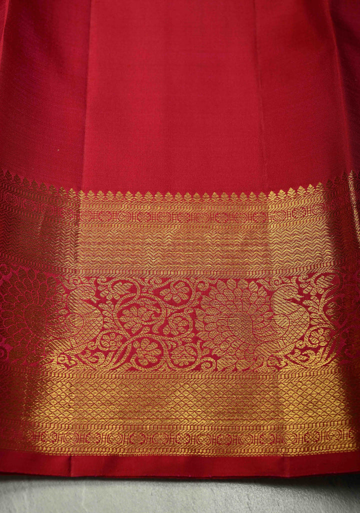 Pure Silk Zari Checks Kanjivaram Saree in Red with Zari Border| SILK MARK CERTIFIED