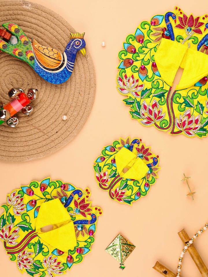 Yellow Mayur Pushp Laddu Gopal Poshak