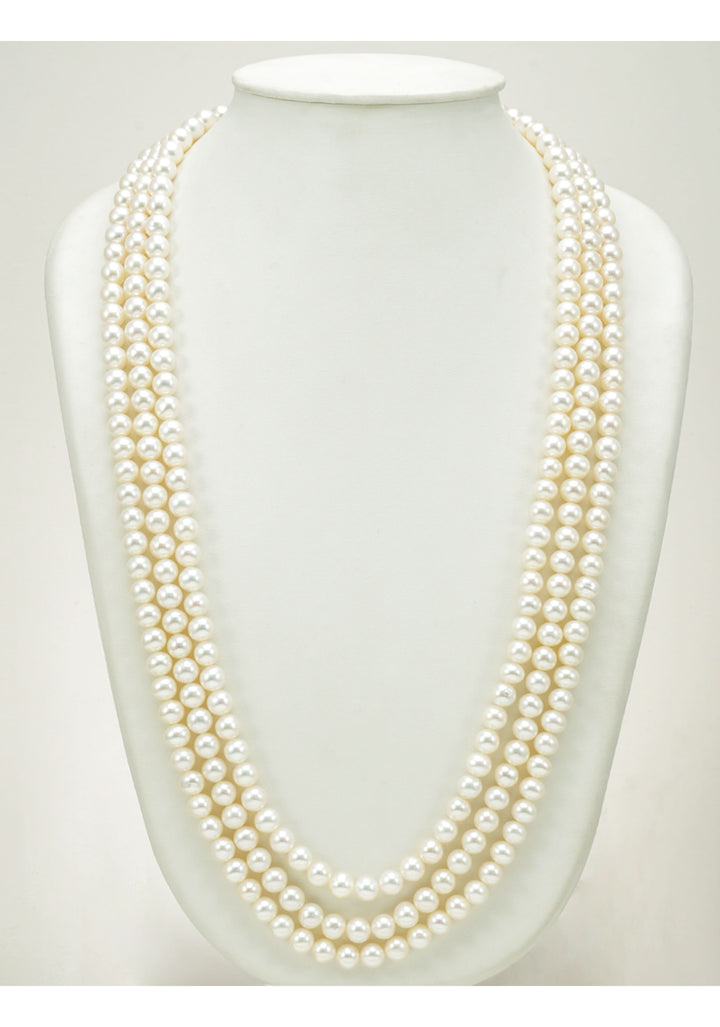 24" 3 strand Pearls necklace and earring Set