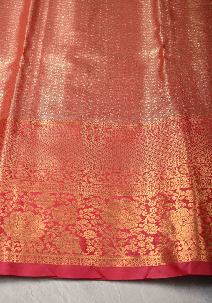 Pastel Green Kanjivaram Tissue Semi Silk Saree with Meenakari Brocade and Contrast Zari Border