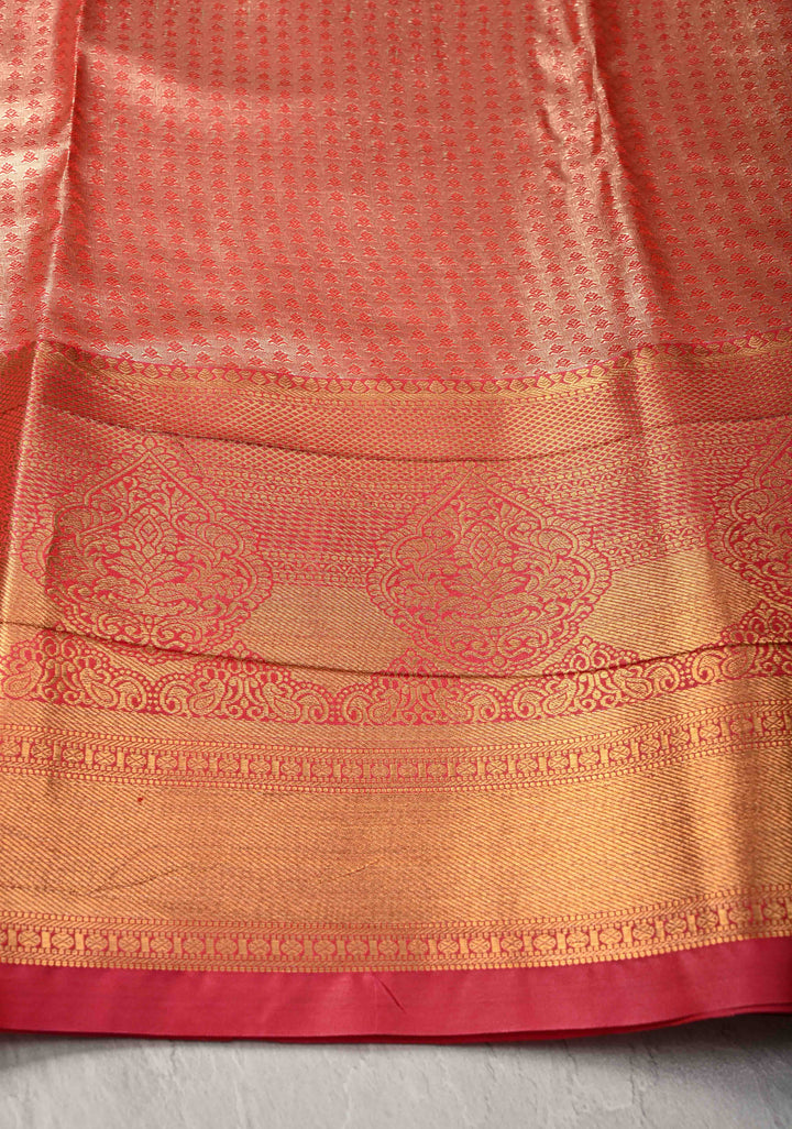 Pastel Cyan Kanjivaram Tissue Semi Silk Saree with Meenakari Floral Brocade Jaal and Contrast Zari Border