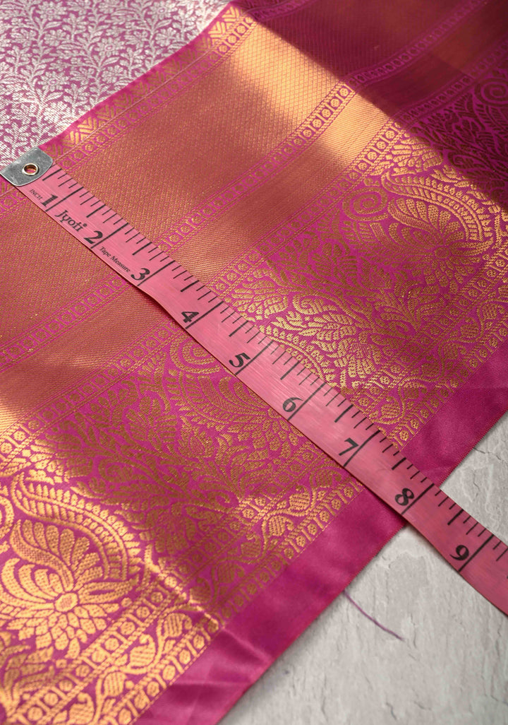 Purple Kanjivaram Tissue Semi Silk Saree with Brocade Jaal and Contrast Zari Border