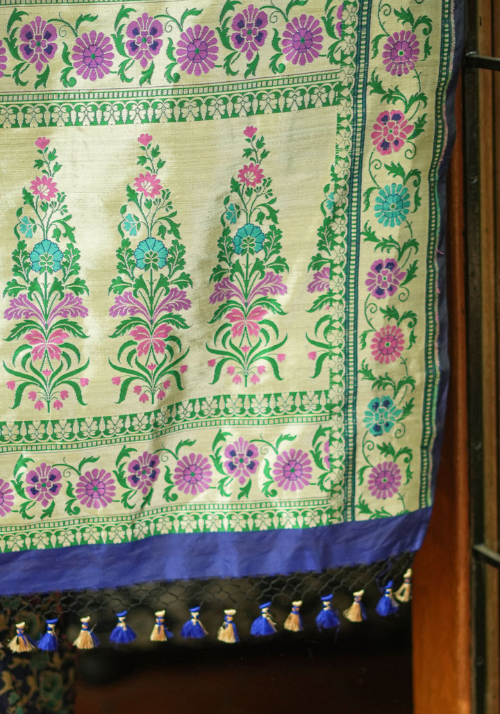 Exquisite Banarasi Patola Meenakari Katan Silk Saree in Blue with Intricate Pallu | SILK MARK CERTIFIED