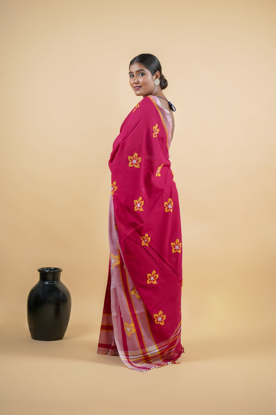 Heritage Bawan Buti Cotton Saree in Red