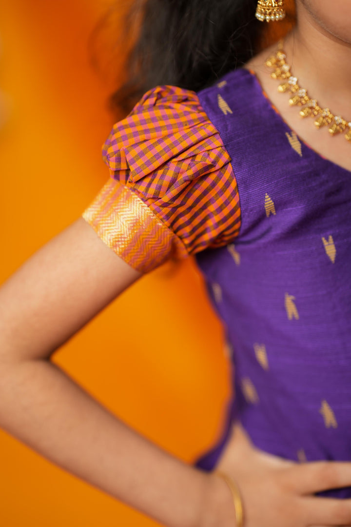 Mithila Purple & Rust Kids Lehenga Set Mini| Made To Order