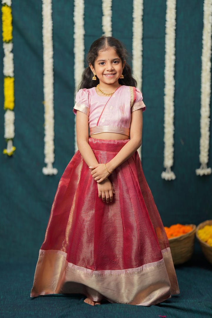 Disha Pink & Red Kids Lehenga Set Mini | Made To Order