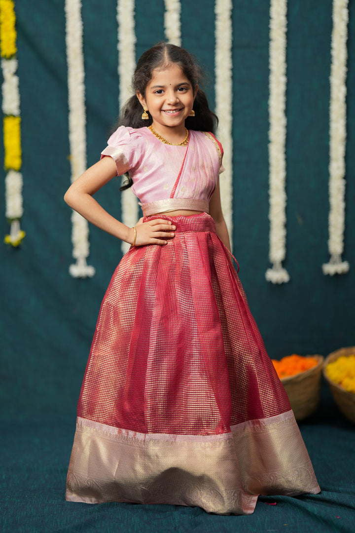 Disha Pink & Red Kids Lehenga Set Mini | Made To Order