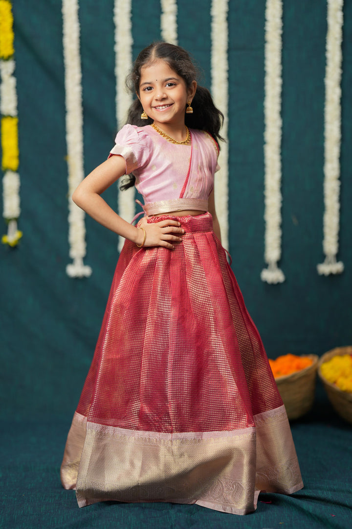 Disha Pink & Red Kids Lehenga Set Mini | Made To Order
