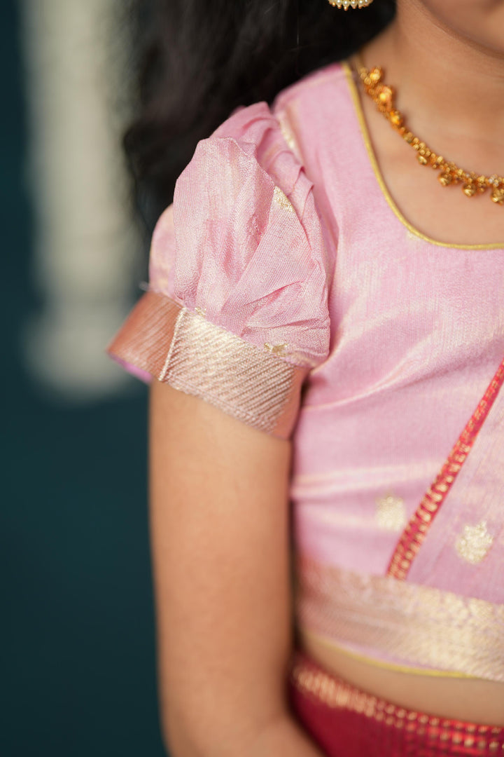Disha Pink & Red Kids Lehenga Set Mini | Made To Order