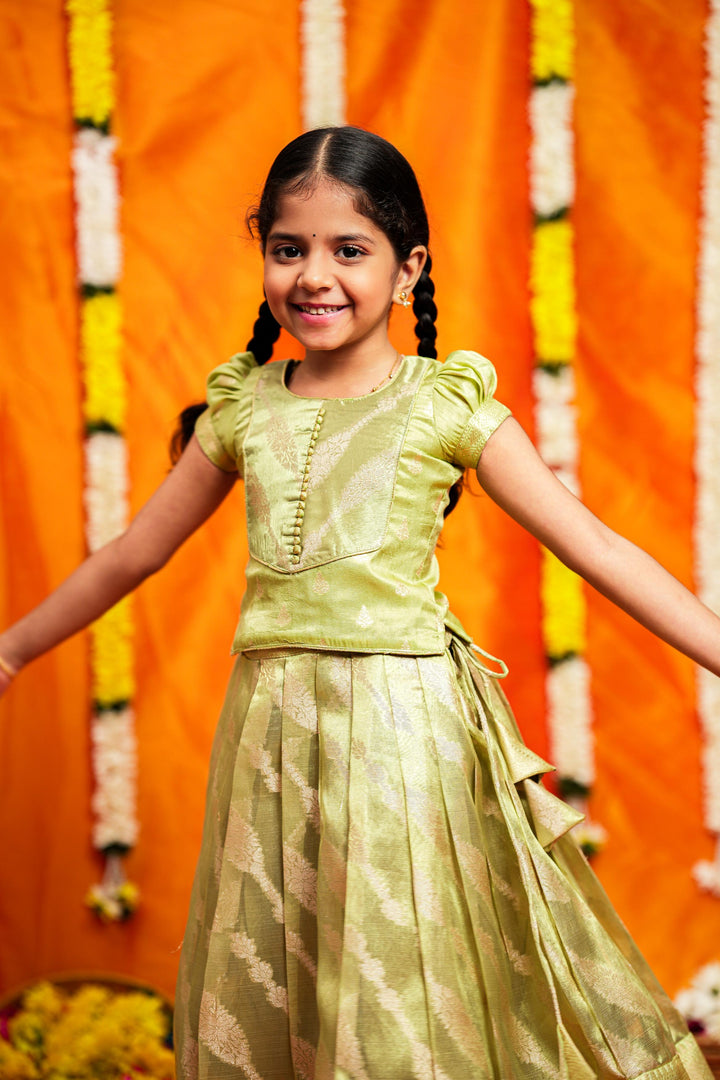 Aalaya Green organza lehenga mini | Made To Order