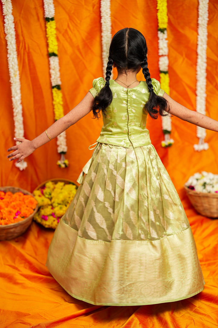 Aalaya Green organza lehenga mini | Made To Order