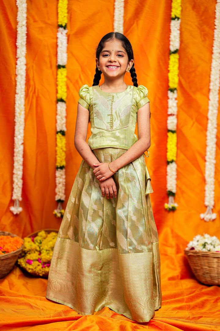 Aalaya Green organza lehenga mini | Made To Order