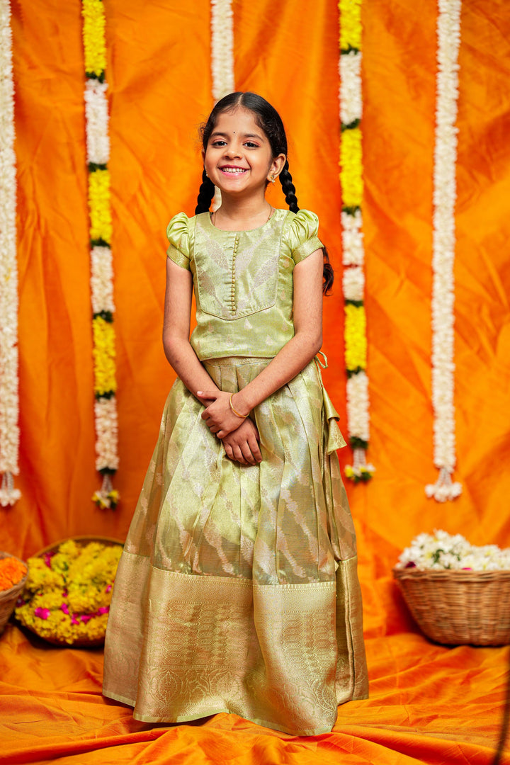 Aalaya Green organza lehenga mini | Made To Order