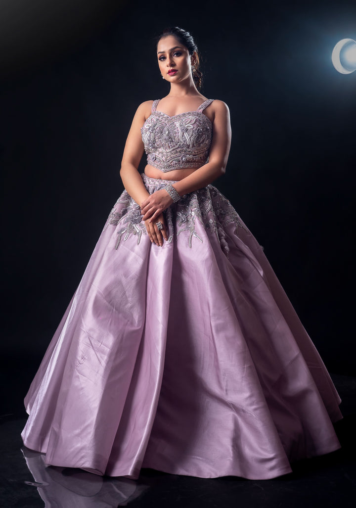 Pastel Petals Dream Lehenga set with embroidery, Customizable, Made to Order