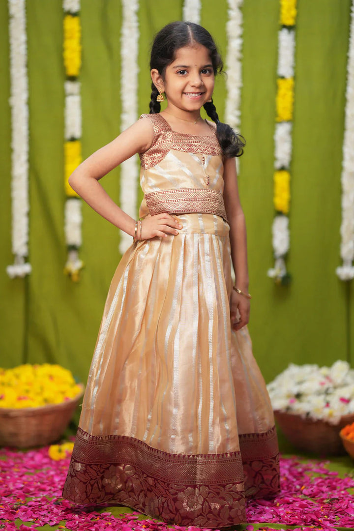 Pavitra Beige Organza Top & Skirt Mini | Made To Order