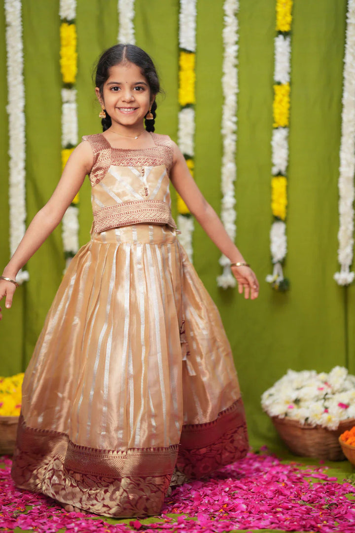 Pavitra Beige Organza Top & Skirt Mini | Made To Order