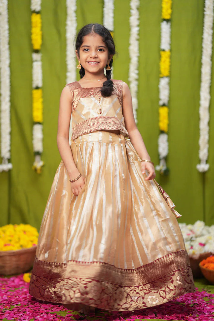 Pavitra Beige Organza Top & Skirt Mini | Made To Order