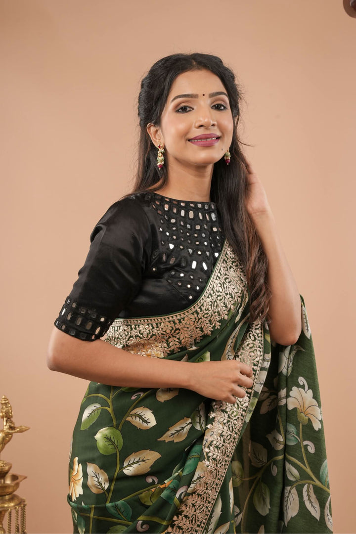 Made To Order: Black Mirror Embroidery blouse, Customizable