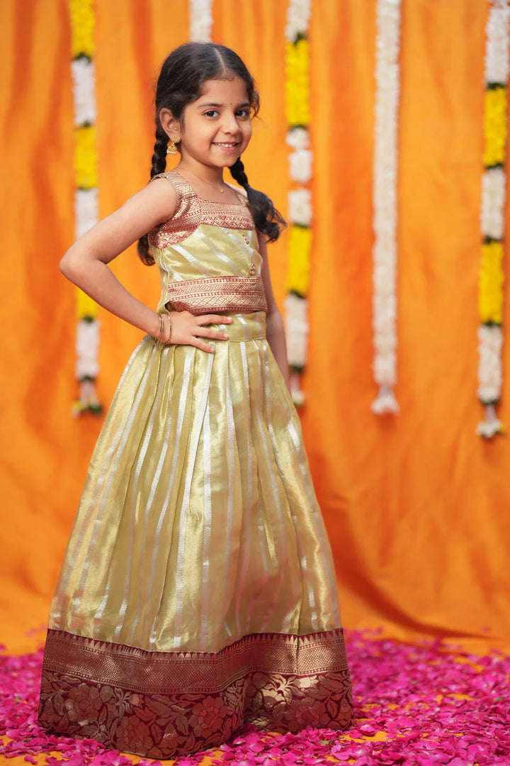 Pavitra Green Organza Top & Skirt Mini | Made To Order