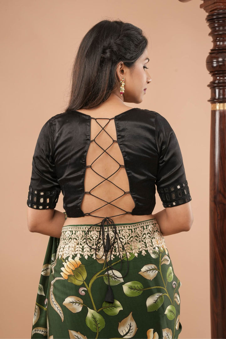 Made To Order: Black Mirror Embroidery blouse, Customizable