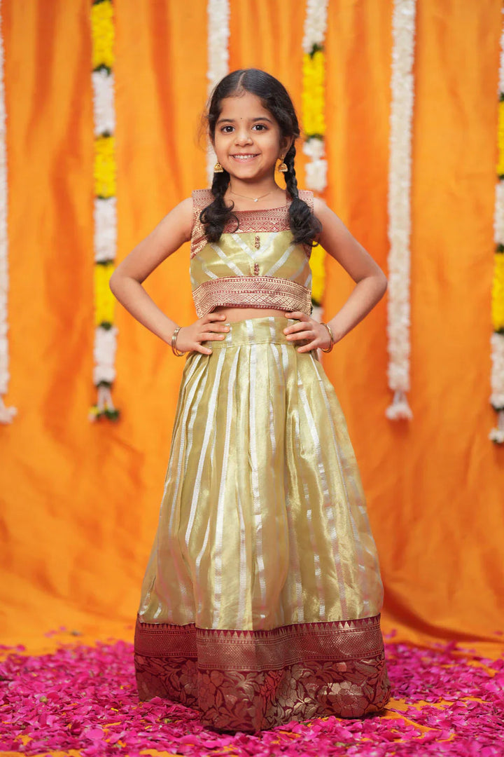 Pavitra Green Organza Top & Skirt Mini | Made To Order