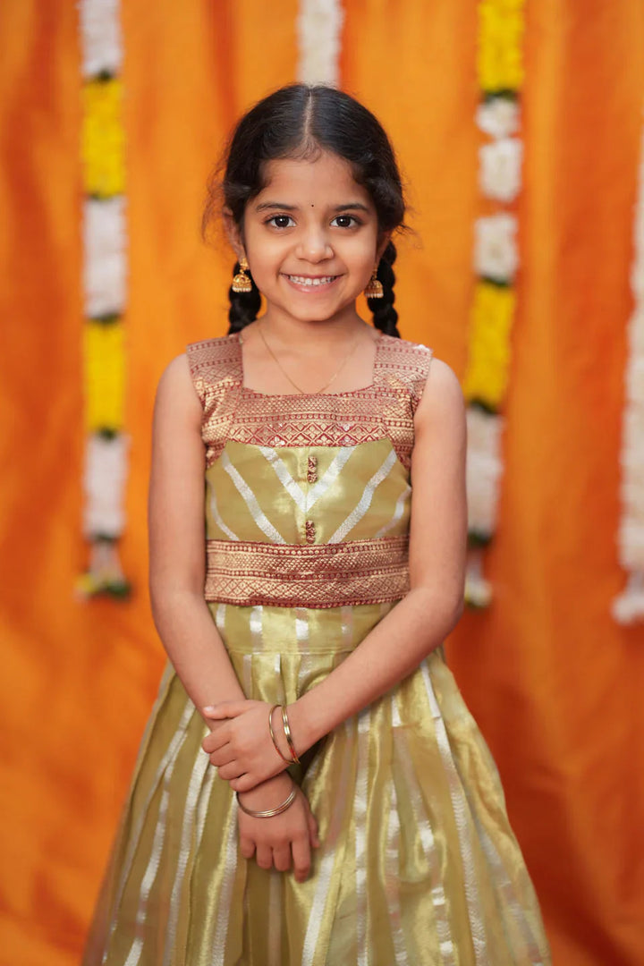 Pavitra Green Organza Top & Skirt Mini | Made To Order