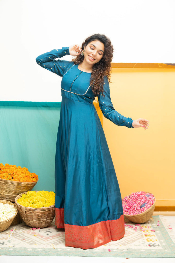 Nirainila Teal Blue | Shobitam Custom Gowns | Made To Order