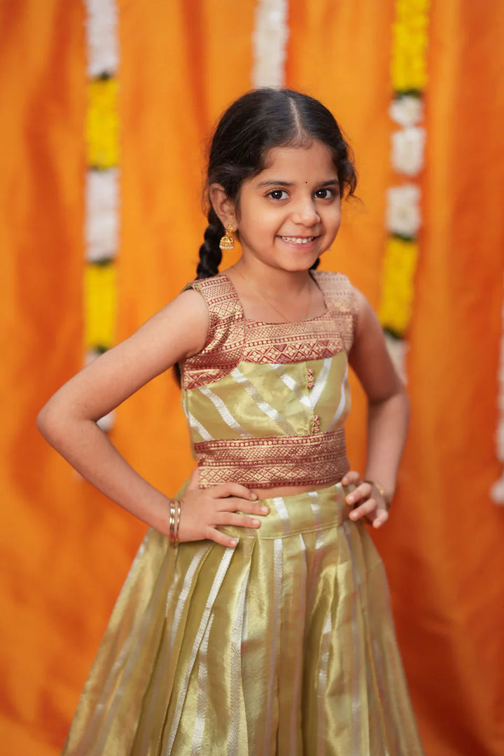 Pavitra Green Organza Top & Skirt Mini | Made To Order