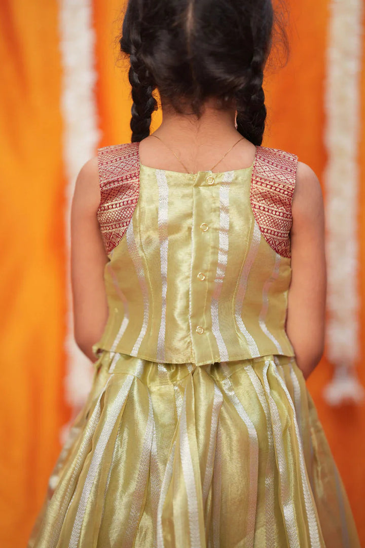 Pavitra Green Organza Top & Skirt Mini | Made To Order