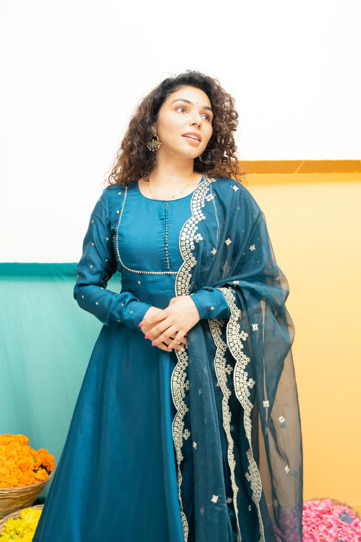 Nirainila Teal Blue | Shobitam Custom Gowns | Made To Order