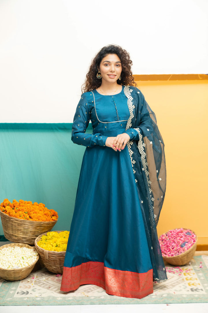 Nirainila Teal Blue | Shobitam Custom Gowns | Made To Order