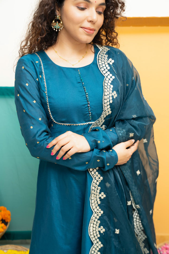 Nirainila Teal Blue | Shobitam Custom Gowns | Made To Order