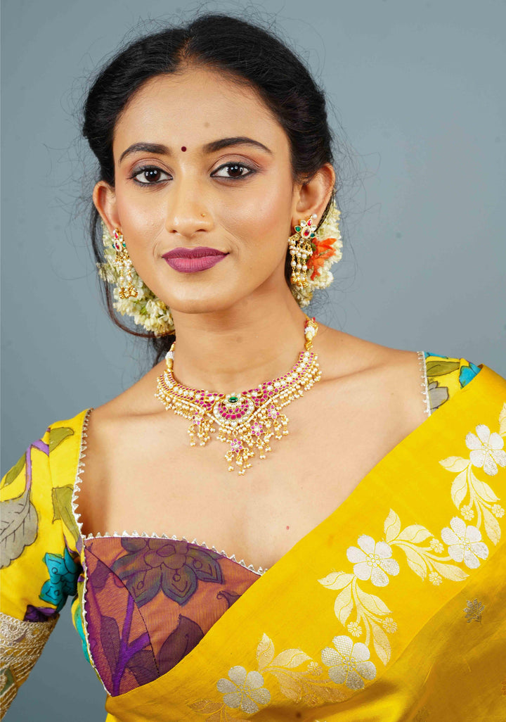 Jadau Necklace with dangling Pearls No Earrings