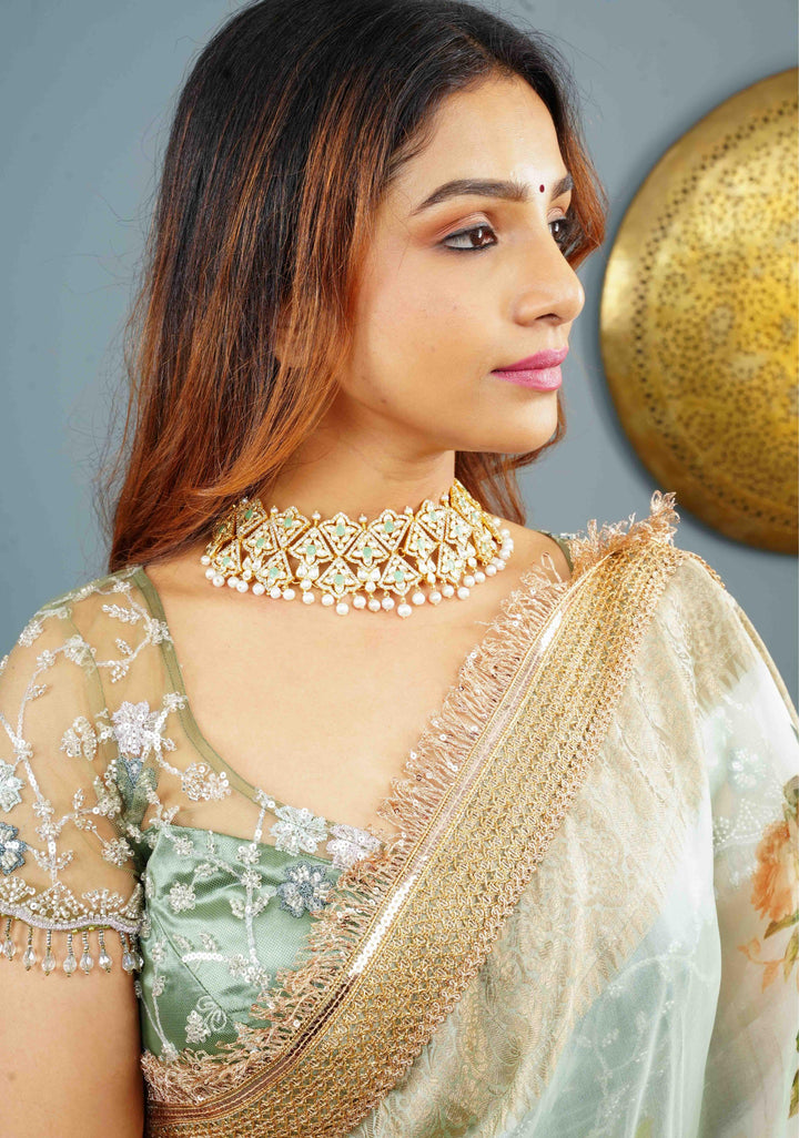 92.5 Silver Polki kundan Wedding Necklace | Shobitam Jewelry