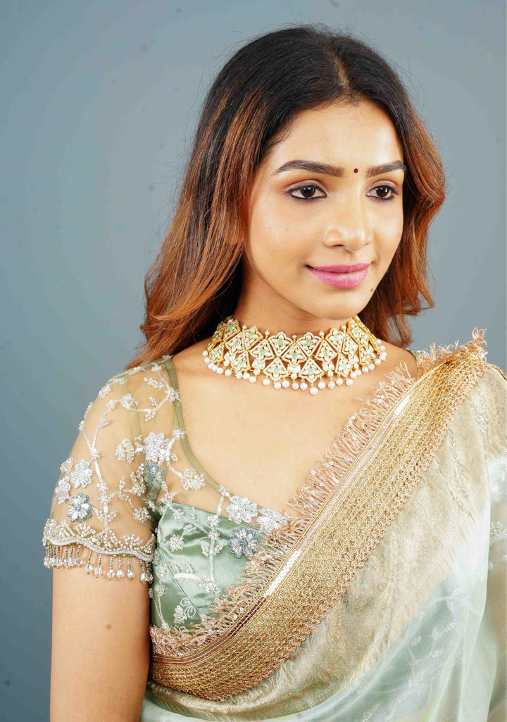 92.5 Silver Polki kundan Wedding Necklace | Shobitam Jewelry