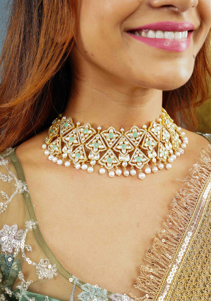 92.5 Silver Polki kundan Wedding Necklace | Shobitam Jewelry