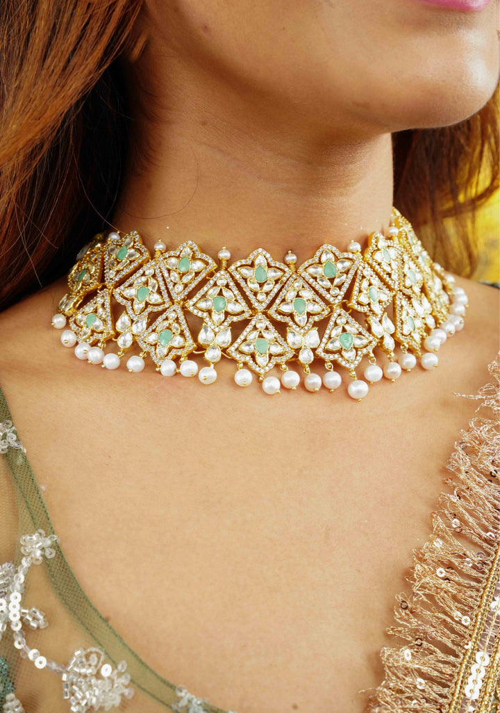 92.5 Silver Polki kundan Wedding Necklace | Shobitam Jewelry