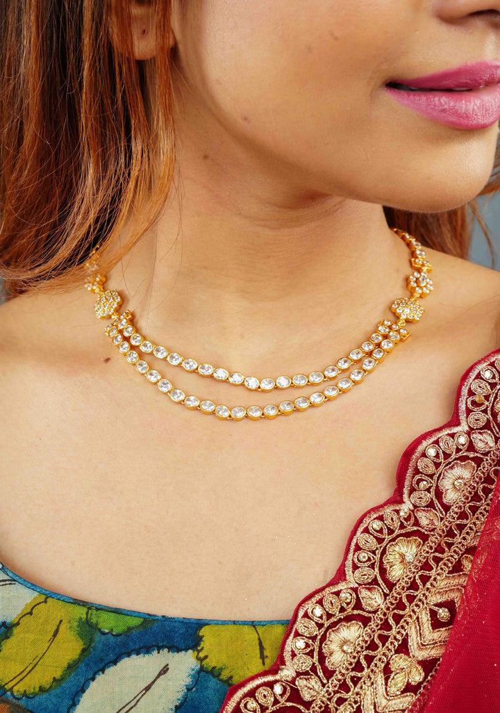 92.5 Silver Diya White Necklace